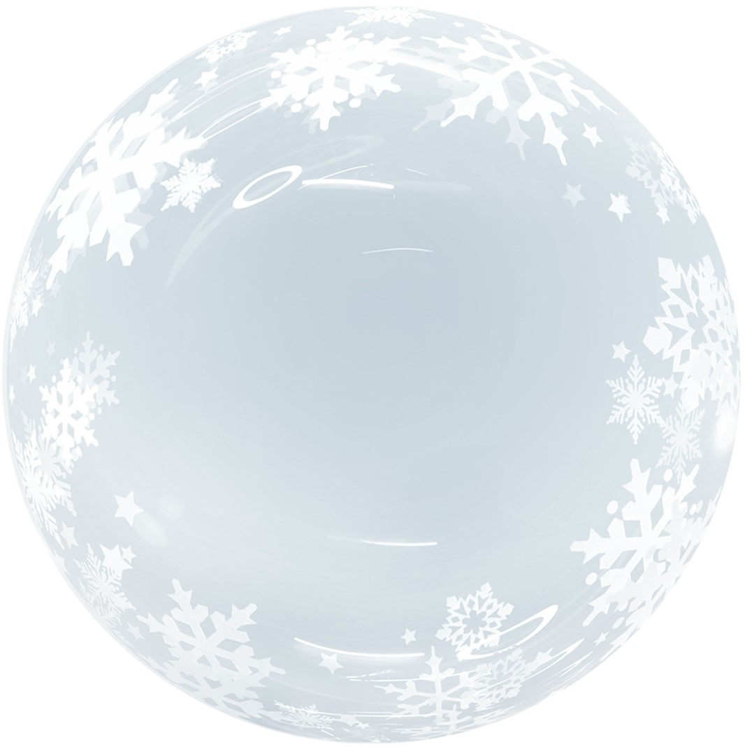 Шар Х 18" Сфера 3D, Deco Bubble, Снежинки, Прозрачный, Кристалл