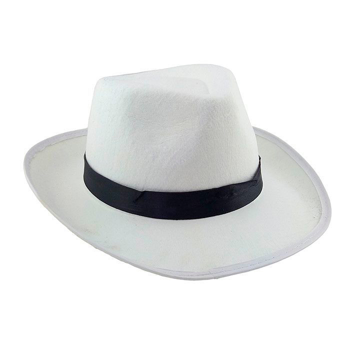Шляпа Гангстер, Белая с черной лентой
