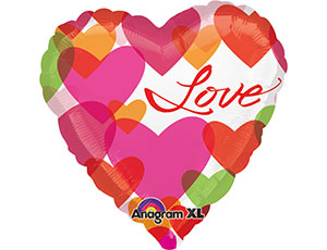 Шар А 32" Сердце, Love Сердца разноцветные P33