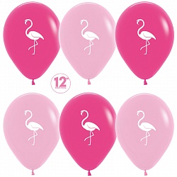 Шар S 12'' Фламинго, Фуше (012)/Розовый (009), пастель, 2 ст, 12 шт.
