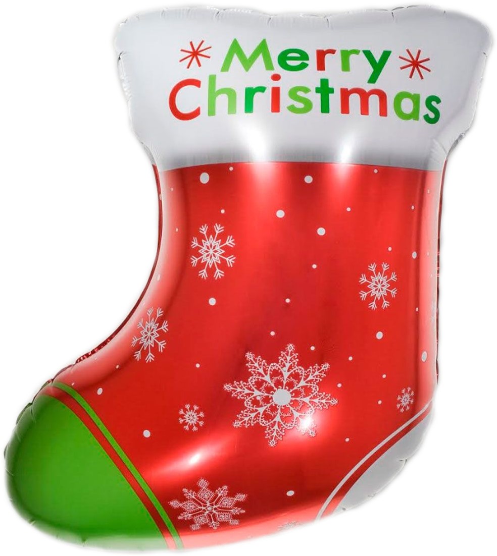 Шар Х Фигура, Новогодний носок для подарков, Красный, 24"/61 см