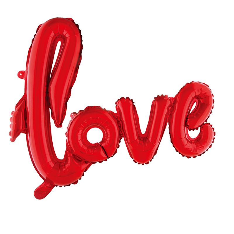 Шар Х 39" Фигура, Надпись "Love", Красный в упаковки