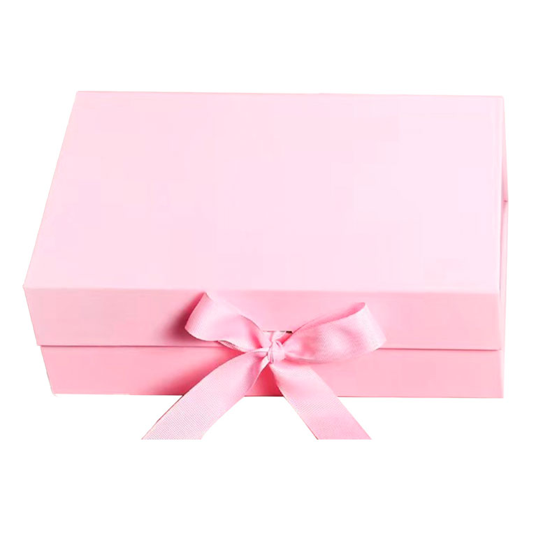 Коробка складная с лентой "Премиум", Розовая, 23*17*7 см. /Б