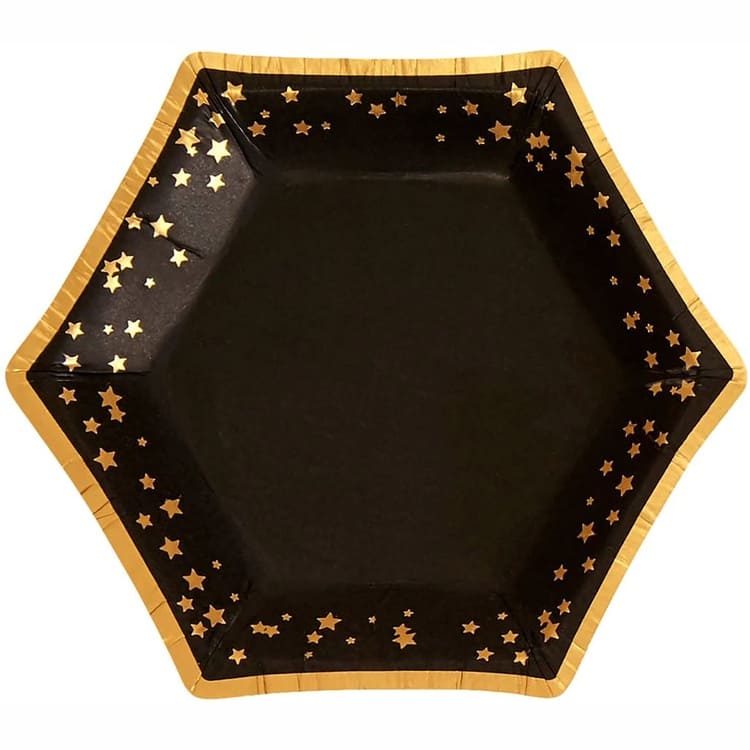 Тарелка бумажная Гламур Black & Gold, 12 см. 8 шт.