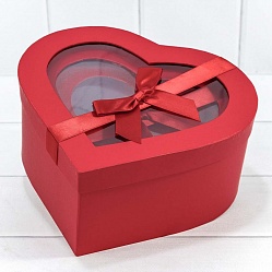 Набор коробок, Сердце с бантом, красный, 3 шт