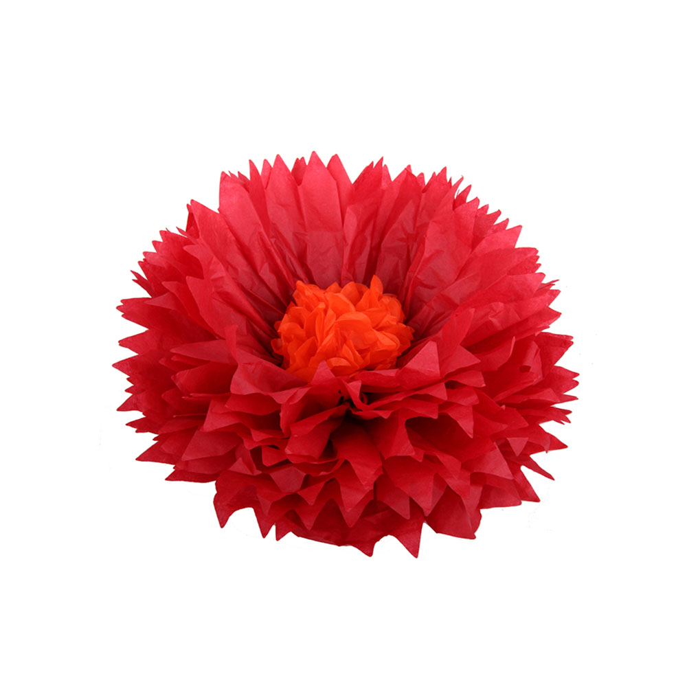 Бумажный цветок 40 см красный+оранжевый/Мо