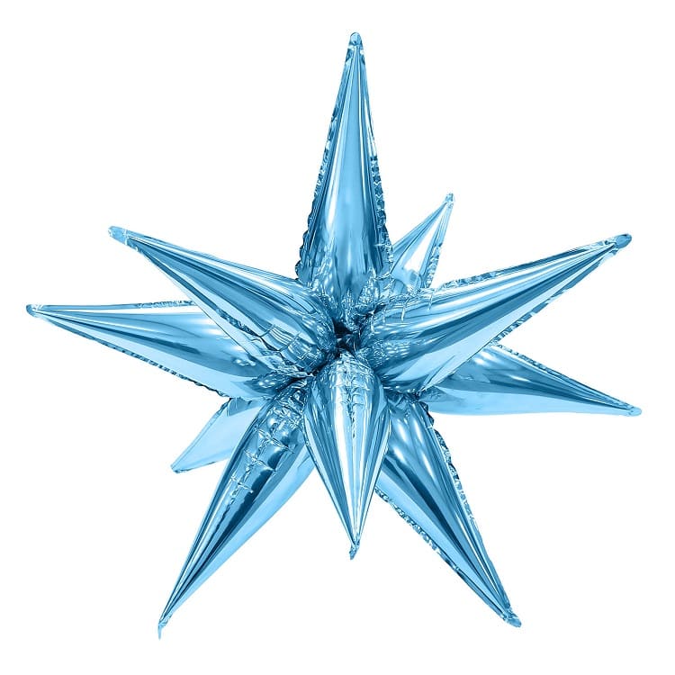 Шар Ag 26" Фигура 3D, Звезда составная, Холодный голубой, инд. упак.