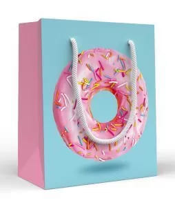 Пакет подарочный, "Пончик", Розовый, 13,5*11 см, 1 шт. /Г.