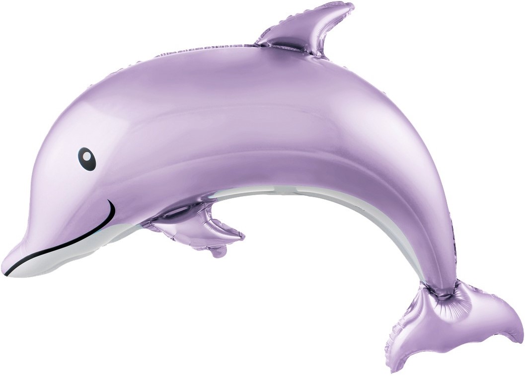 Шар Х Фигура, Счастливый дельфин, Сиреневый, 46"/117 см