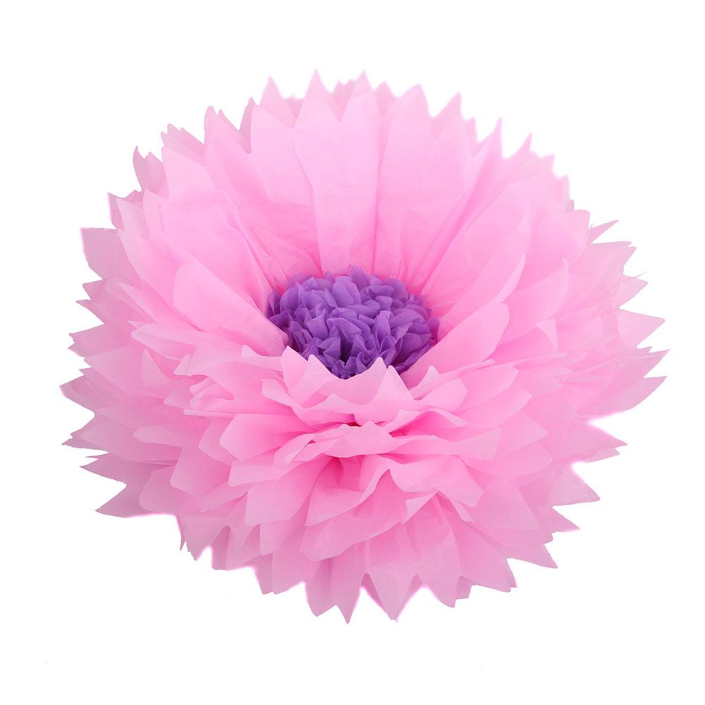Бумажный цветок 40/15 см розовый+сиреневый/Мо