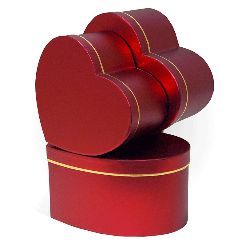 Набор подарочных коробок 3в1 Сердце, красный металлик, 24,5*22*12,5 см