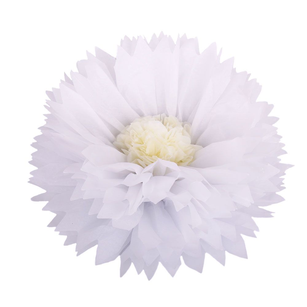 Бумажный цветок 30 см белый+бежевый/Мо