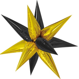 Шар Х 26" Фигура 3D, Звезда составная, Черный/Золото