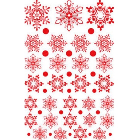 Наклейки Снежинки, 20*30 см, Красный, 1 лист. /ДБ