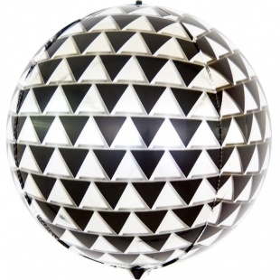 Шар Х Сфера 3D, Геометрия треугольников, Черный/Серебро, 24"/61 см