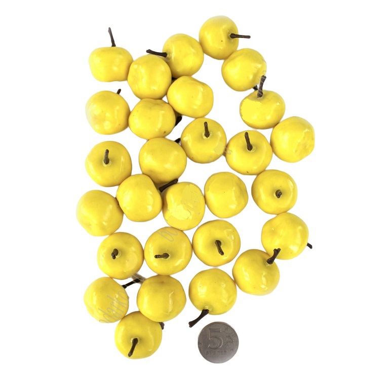 Муляж декоративный яблоки (Ранетки) желтые, средние, SF-2327, 10 шт