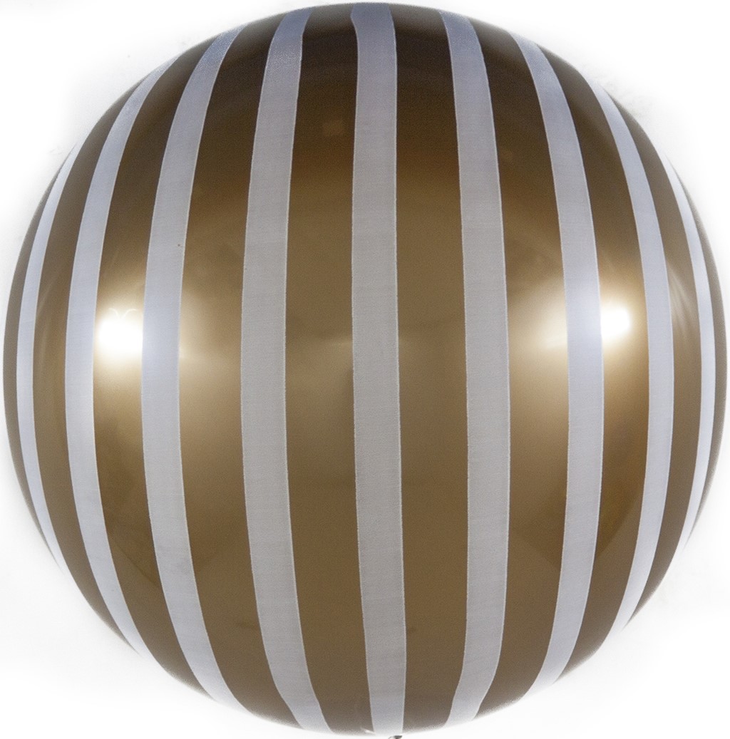 Шар Х 18" Сфера 3D, Deco Bubble, Белые полосы, Золото