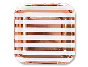 Тарелка фольгированная  розовое золото, 17 см. 6 шт./ВЗ