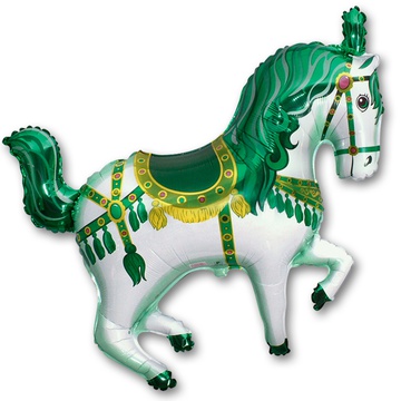 Шар Ф Фигура, Лошадь ярмарочная , Зеленый (39"/99см) (со стременами)