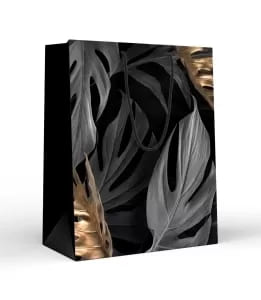 Пакет подарочный, "Листья на черном", 32*26 см, 1 шт. /Г.