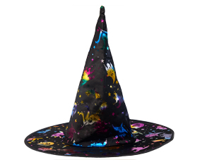 Шляпа ведьмы, черный/радужный, 36 см