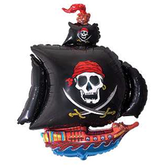 Шар Ф Фигура, Пиратский корабль, Черный (81 см) 