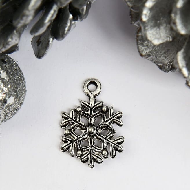 Декор металл Снежинка, серебро, 1,8*1,2 см.