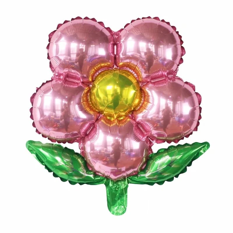 Шар Х 20" М/ФИГУРА, Цветок с листочком, розовый (с клапаном)