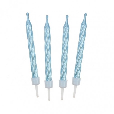 Свечи для торта Перламутр голубой с держателями, 12 шт. 6 см./ПБ