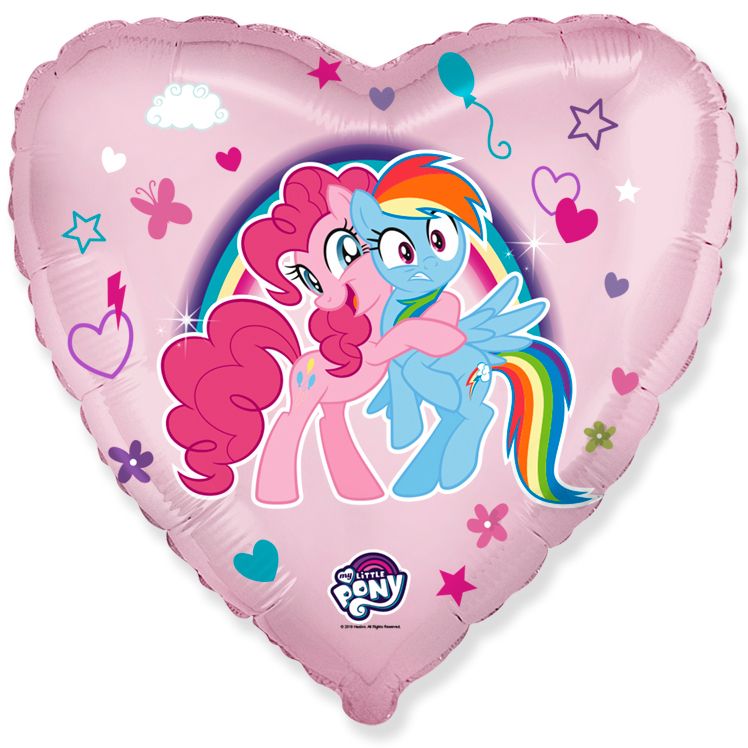 Шар Ф 18" Сердце, My Little Pony, Лошадки Пинки Пай и Радуга, Розовый, 1 шт.