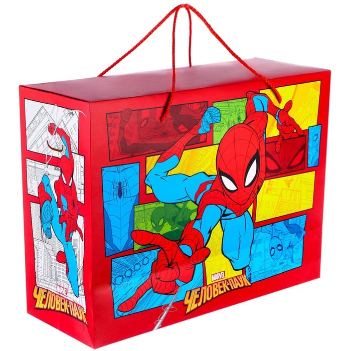 Пакет-коробка подарочная Человек-паук, 40х30х15 см./Сл