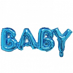 Шар Х Фигура, Надпись "Baby", Синий, (32''/81 см)  1 шт.