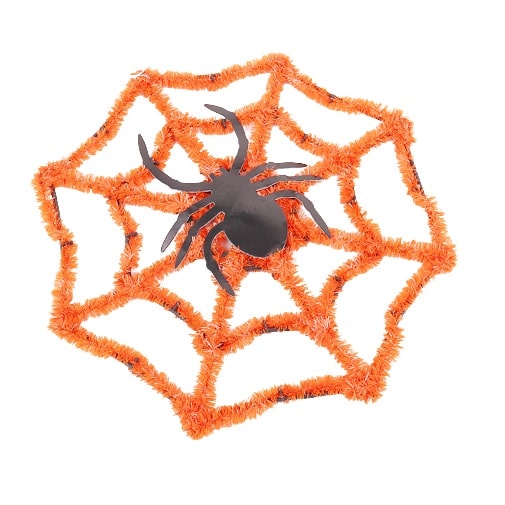 Декор Паутина оранжевая с пауком, 30*30 см /Сф  M111378