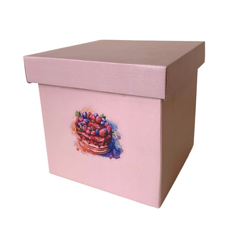Коробка складная Ягодный тортик, Розовый, 20*20 см, 1 шт. /ДБ