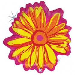 Шар В Фигура, Цветок Жёлтый Голография / Flower  (36''/91 см) 