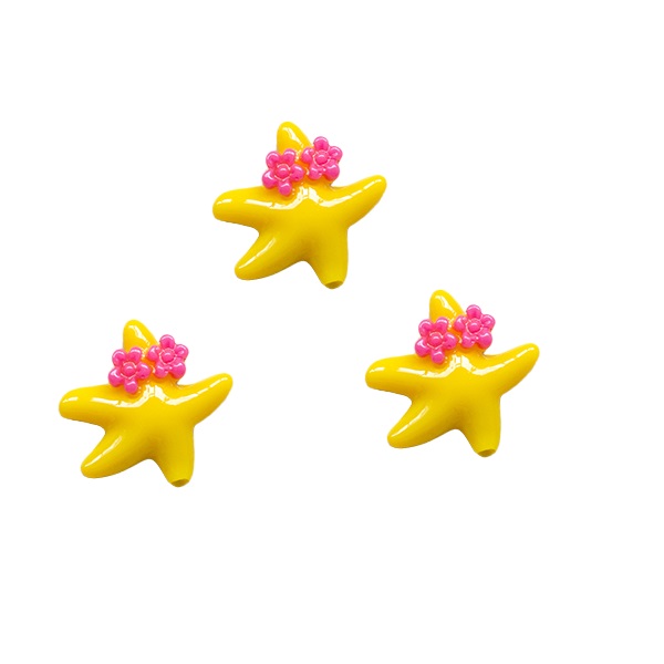 Кабошоны пластик, морская звезда, желтый, 20 мм, 10 шт