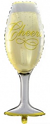 Шар с клапаном Х (17"/43 см) Мини-фигура, Бокал шампанского 