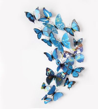 "Бабочки" на магните синие с рис 12  шт /Мо
