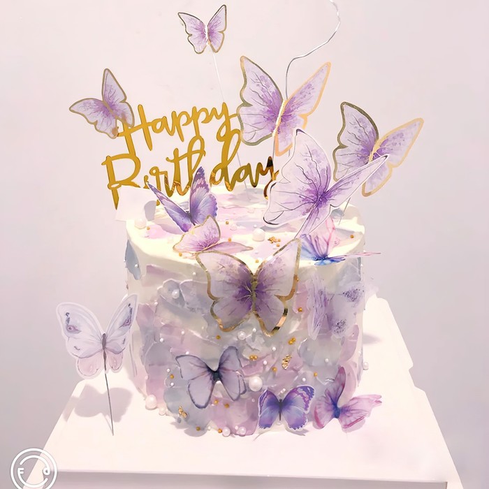 Набор для украшения торта "Бабочки" цвет фиолетовый /Сл