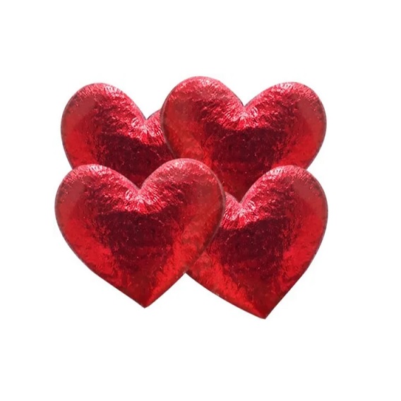 Декор Сердце, Красный Металлик, 3,5*3,1 см, 4 шт /ДБ