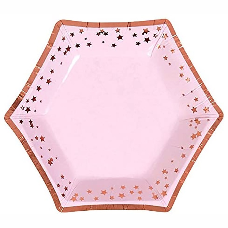 Тарелка бумажная Гламур Pink & RoseGold, 12 см. 8 шт.