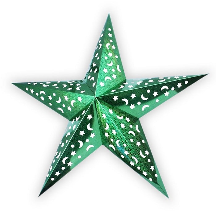 Звезда бумажная 120 см голографическая зеленая /Мо