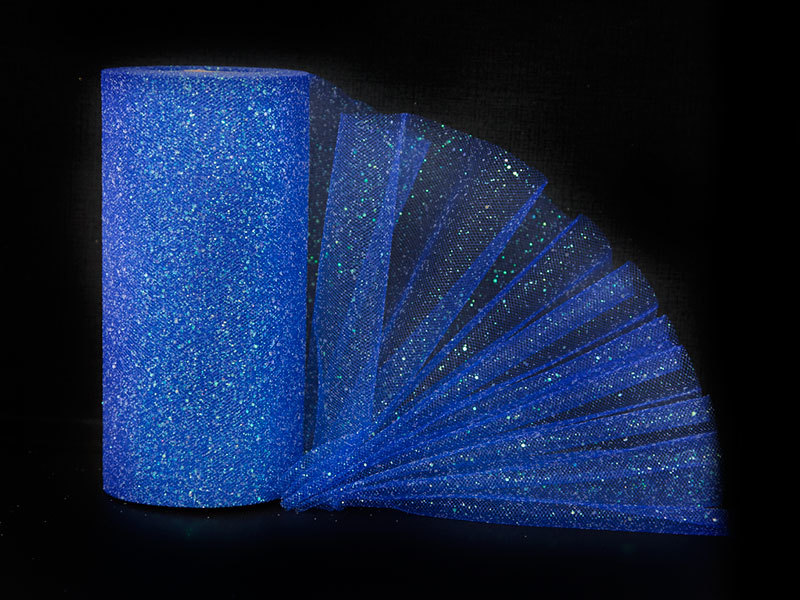 Фатин с блестками 15 см х 22,8 м (25 ярд) т.Синий для подарка