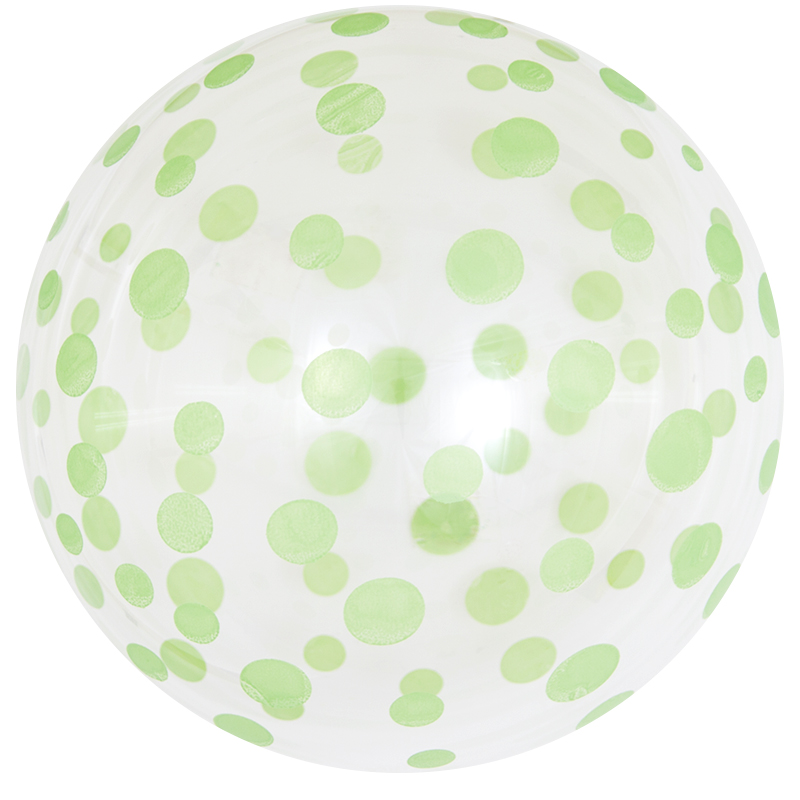 Шар Х 18" Сфера 3D, Зеленое конфетти, Прозрачный, 50 шт