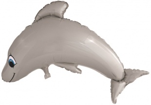 Шар Х Фигура, Дельфин, Серый, 40"/102 см