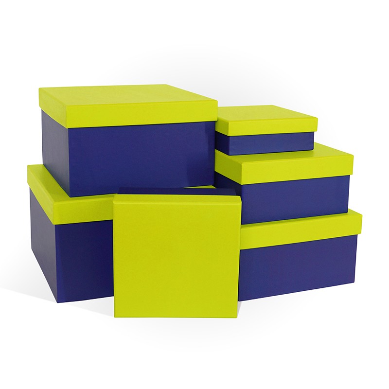 Набор подарочных коробок 6в1 Колорит 250*250*150 (Лимонно-синий)
