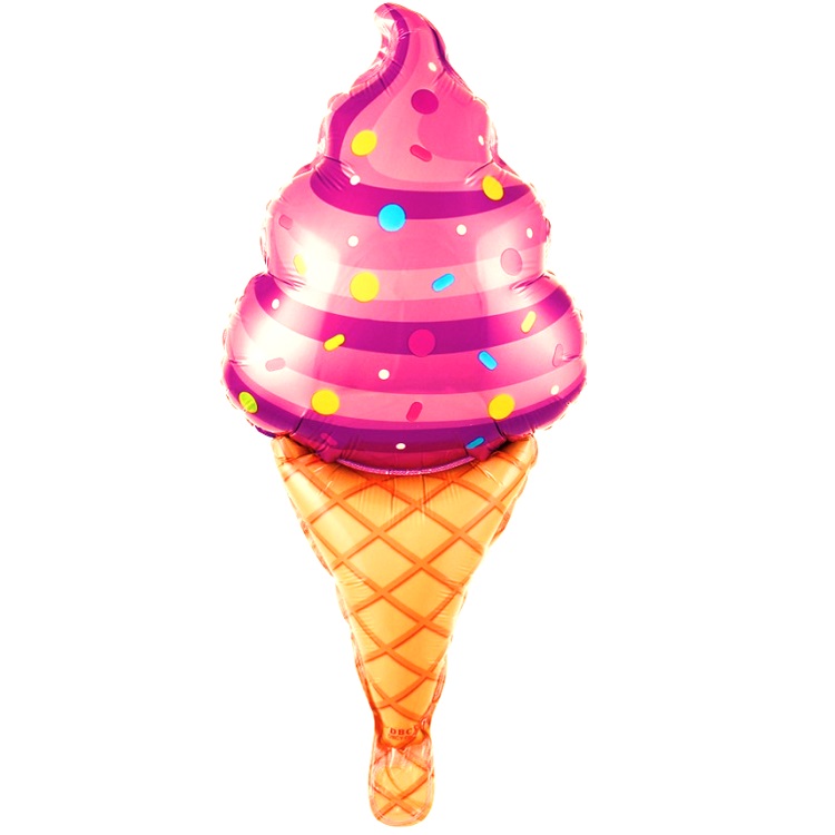 Шар с клапаном Х (17"/43 см) Мини-фигура, Мороженое, Вафельный рожок, Розовый