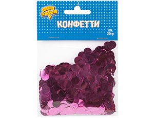 Конфетти Круги фольгированные Ярко-розовые 1 см, 20 гр