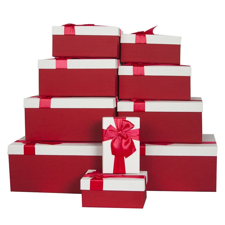 Набор коробок Идеальный подарок, Белый/Красный, 36,4*28,2*16,5 см, 10 шт. /ДБ