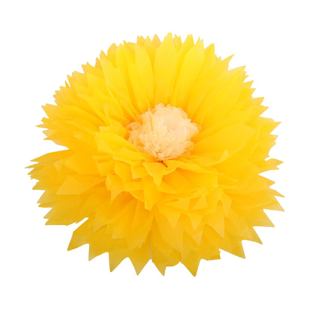 Бумажный цветок 40 см ярко-желтый+бежевый /Мо